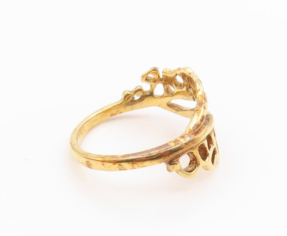 925 Sterling Silver Vintage Ring Gold Plated Openwork Multi Band Sz 9.5 RG36228