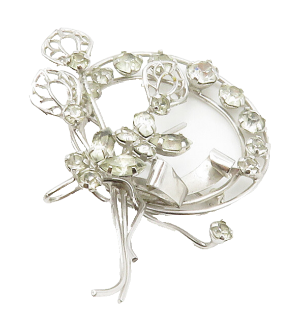 STAR ART 925 Silver  Vintage Shiny Topaz Butterfly Ribbon Brooch Pin  BP5051