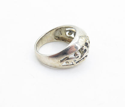 925 Sterling Silver  Vintage Shiny Open Swirl Vine Dome Band Ring Sz 8  RG5810