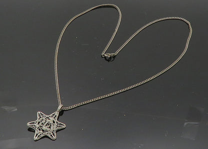 ISRAEL 925 Sterling Silver Vintage Antique Filigree Zion Chain Necklace NE3368