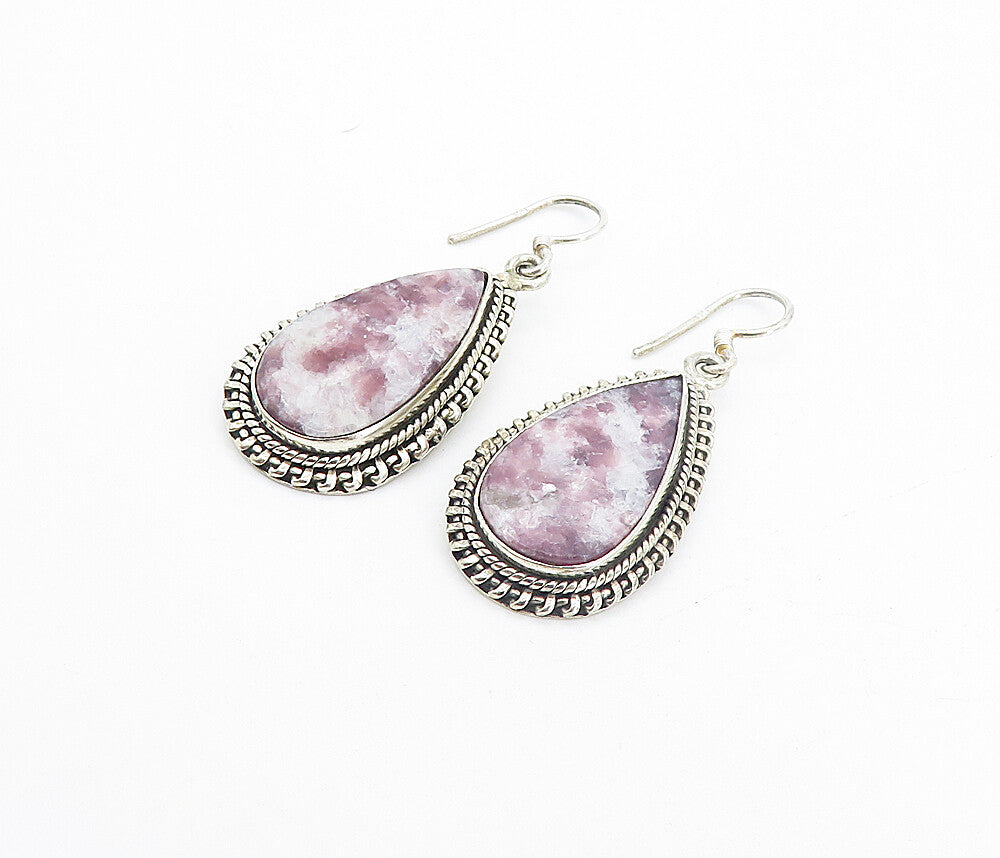 925 Sterling Silver  Vintage Gemstone Tear Drop Dangle Earrings  EG3546