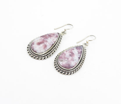 925 Sterling Silver  Vintage Gemstone Tear Drop Dangle Earrings  EG3546