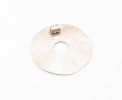 925 Sterling Silver  Vintage Shiny Hammered Striped Wheel Pendant  PT16197