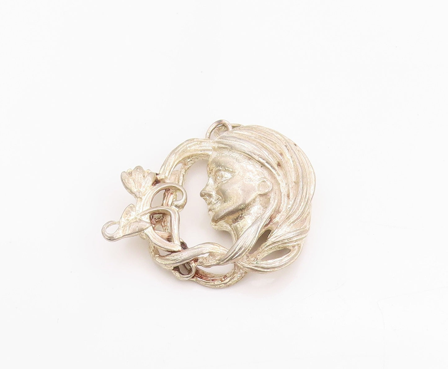 925 Sterling Silver Vintage Pendant Modernist Carved Female Figure PT24483