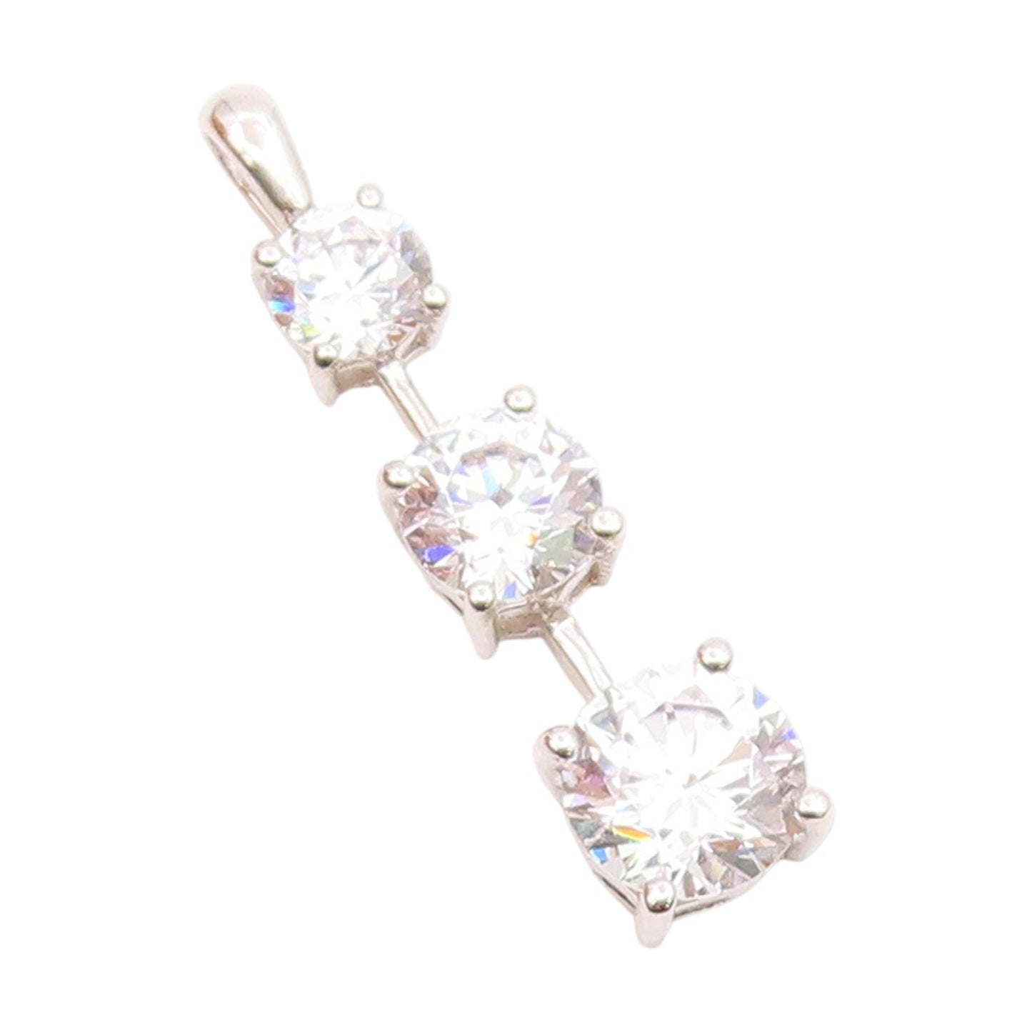 925 Sterling Silver  Vintage Shiny Graduating Cubic Zirconia Pendant  PT17400