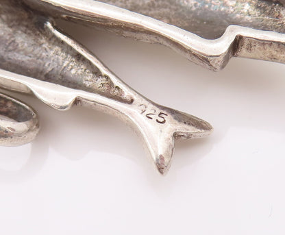 925 Sterling Silver  Vintage Baby & Mommy Swimming Whale Pendant  PT22185