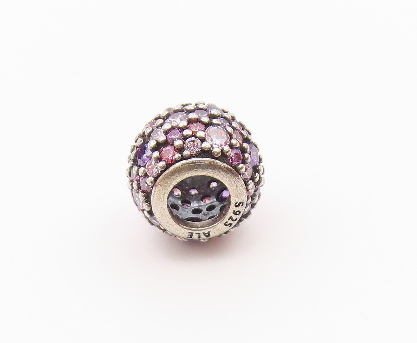PANDORA 925 Sterling Silver  Vintage Pink & Purple Topaz Slide Pendant PT17351