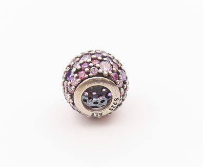 PANDORA 925 Sterling Silver  Vintage Pink & Purple Topaz Slide Pendant PT17351