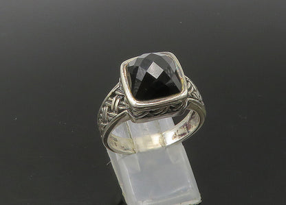 925 Sterling Silver  Vintage Faceted Black Spinel Cocktail Ring Sz 10  RG22602