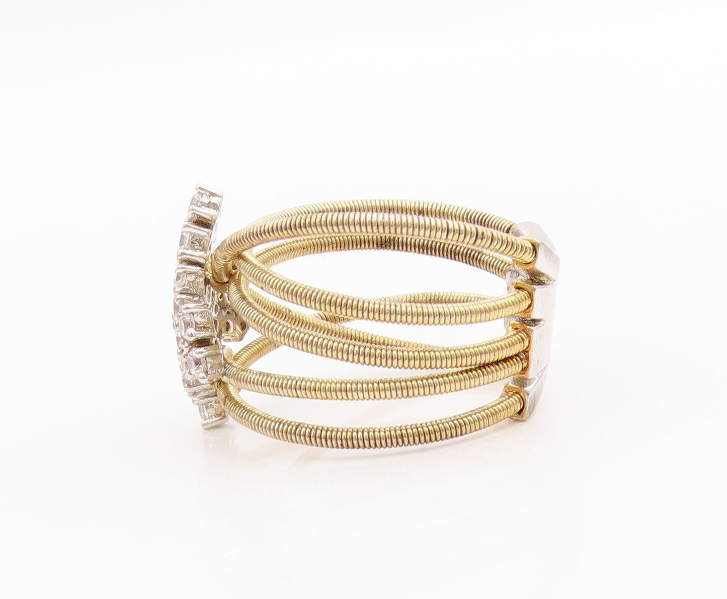 925 Sterling Silver Vintage Ring Gold Plated Roped CZ Design  Sz 9  RG33161