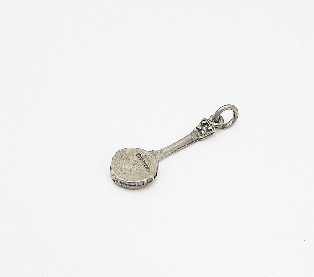 925 Sterling Silver  Vintage Banjo Charm Pendant  PT2181