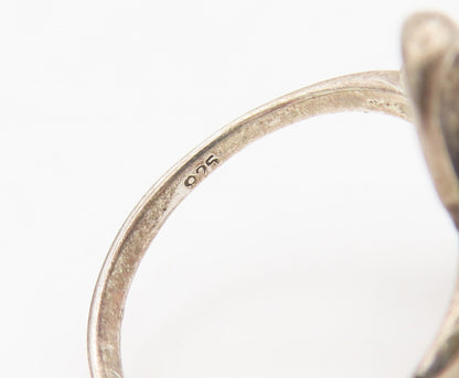 925 Sterling Silver  Vintage Minimalist Solid Carved Swirl Ring Sz 7  RG27291