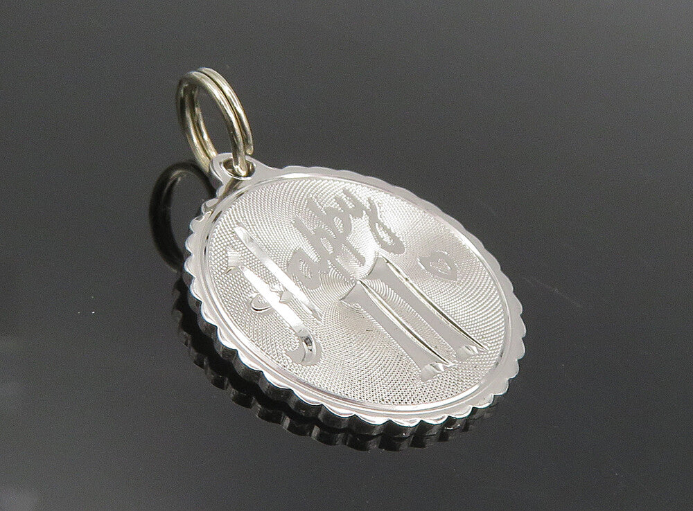 925 Sterling Silver  Shiny Happy 11th Birthday Etched Drop Pendant  PT6765