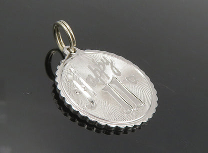 925 Sterling Silver  Shiny Happy 11th Birthday Etched Drop Pendant  PT6765