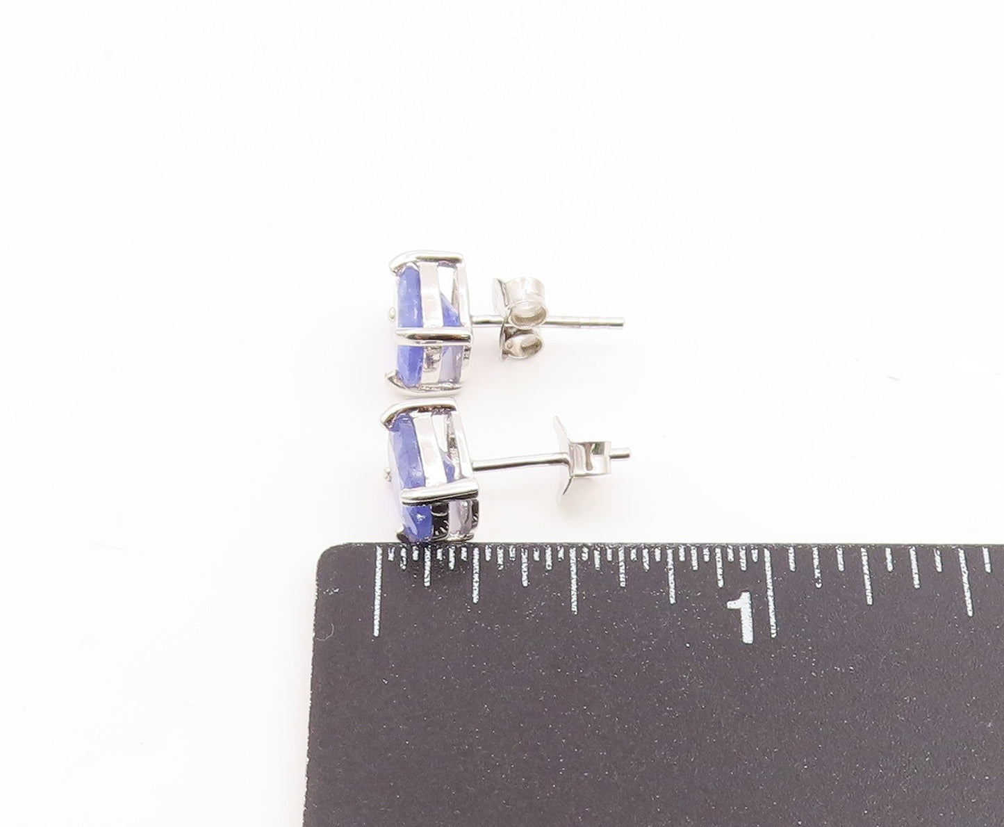 925 Sterling Silver Vintage Earrings Minimalist Oval Cut Tanzanite Stud  EG14145