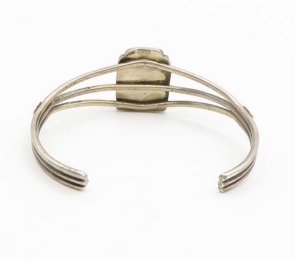 925 Silver Vintage White Buffalo Stone Cuff Bracelet BT5882