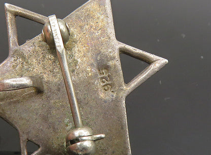 925 Sterling Silver  Vintage Religious Cross Pyramid Star Brooch Pin  BP9160