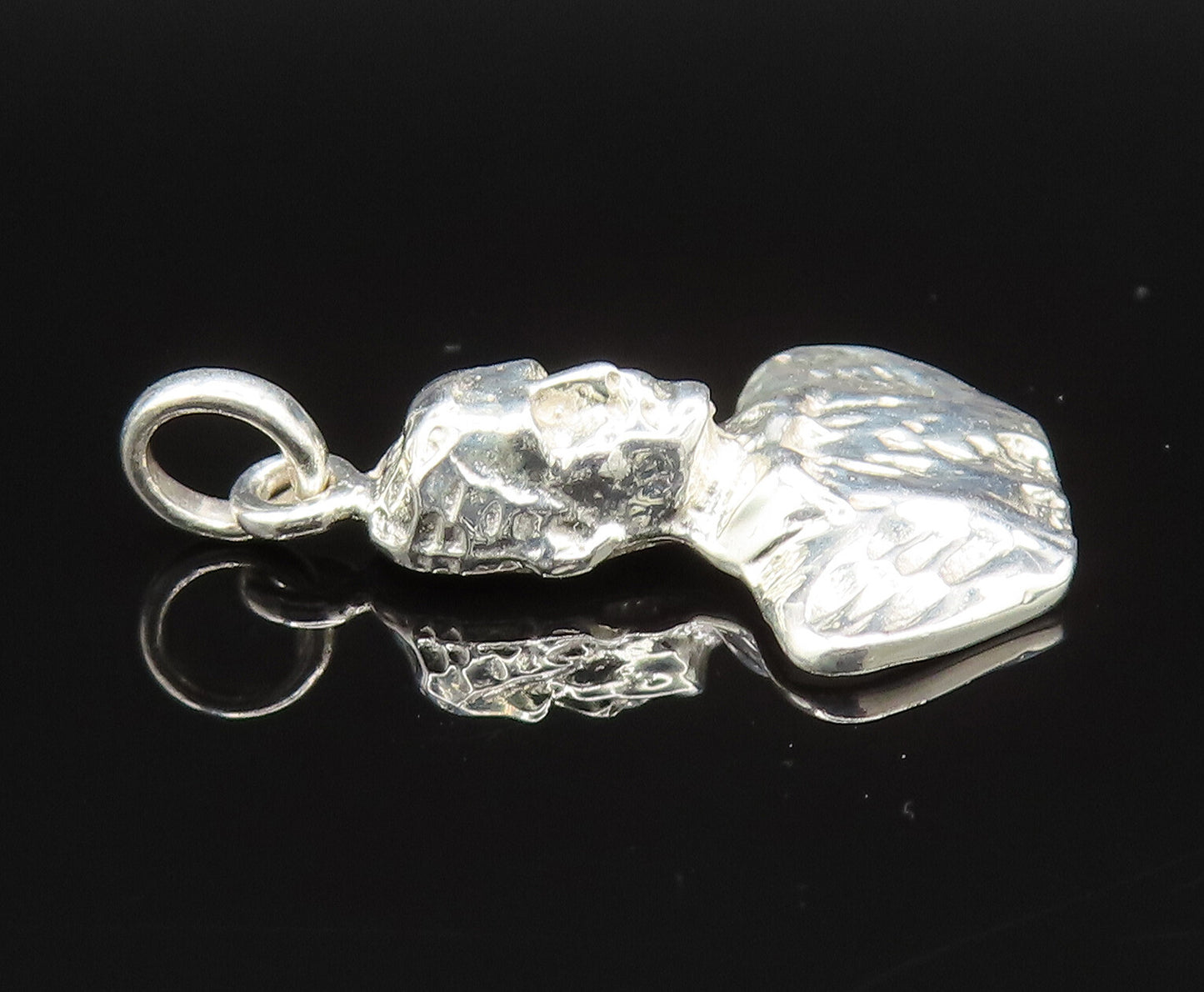 925 Silver  Vintage Carved Polished John F Kennedy Head Pendant  PT20910