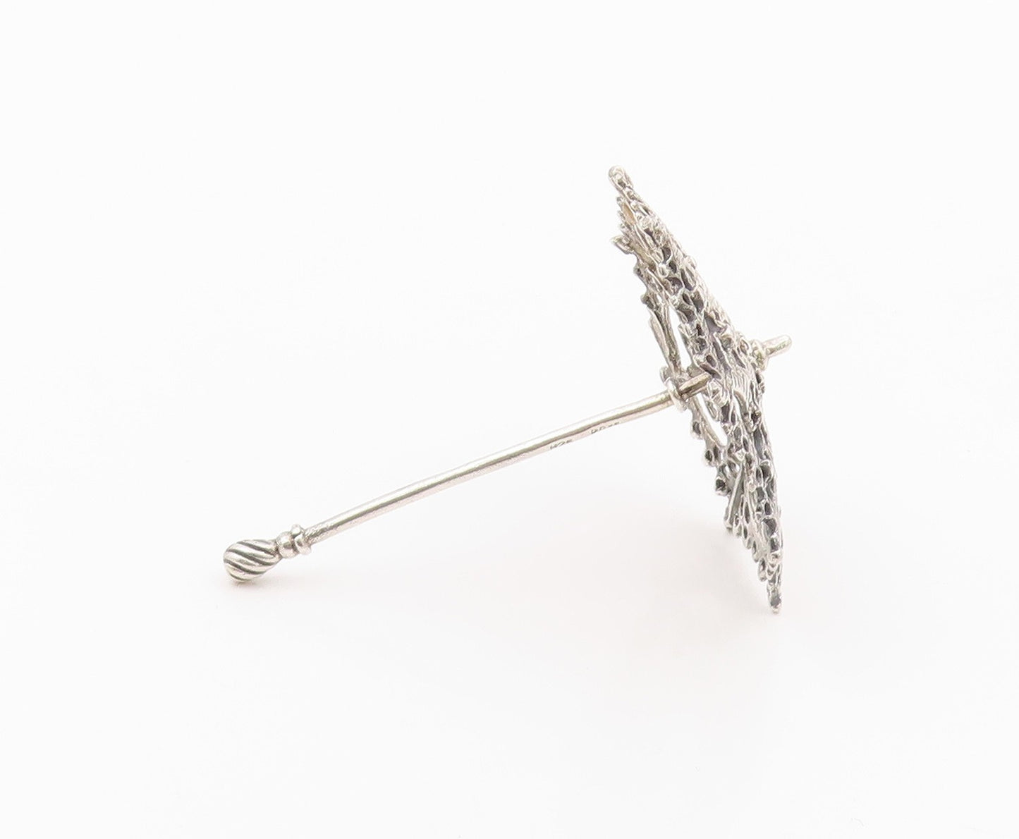 925 Sterling Silver  Vintage Shiny Open Pattern Umbrella Trinket  TR3180