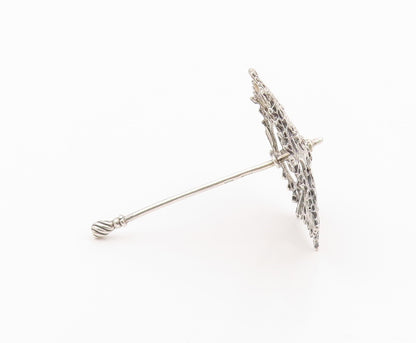 925 Sterling Silver  Vintage Shiny Open Pattern Umbrella Trinket  TR3180