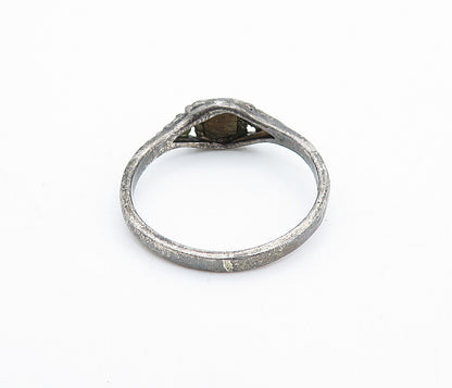 925 Sterling Silver  Vintage White Stone Oxidized Band Ring Sz 7.5  RG6615