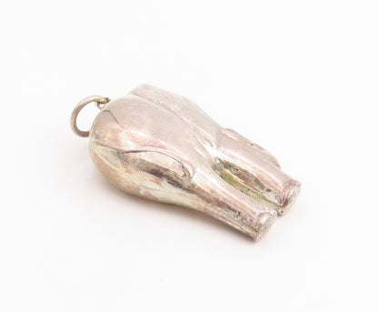 925 Sterling Silver Vintage Pendant Solid Majestic Elephant Of Fortune   PT25192