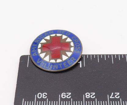 925 Sterling Silver Vintage Brooch Enamel American Red Cross Volunteer  BP12310