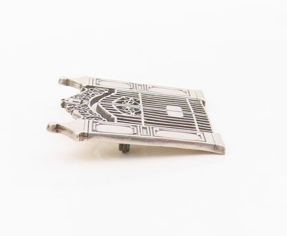 925 Sterling Silver Vintage Brooch Pin HAND & HAMMER Gate With Cross  BP12539
