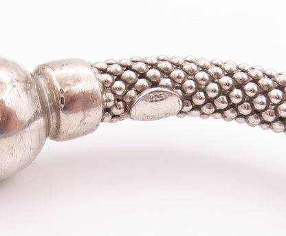 925 Sterling Silver Vintage Bracelet Modernist Beaded Cuff Band  BT11215