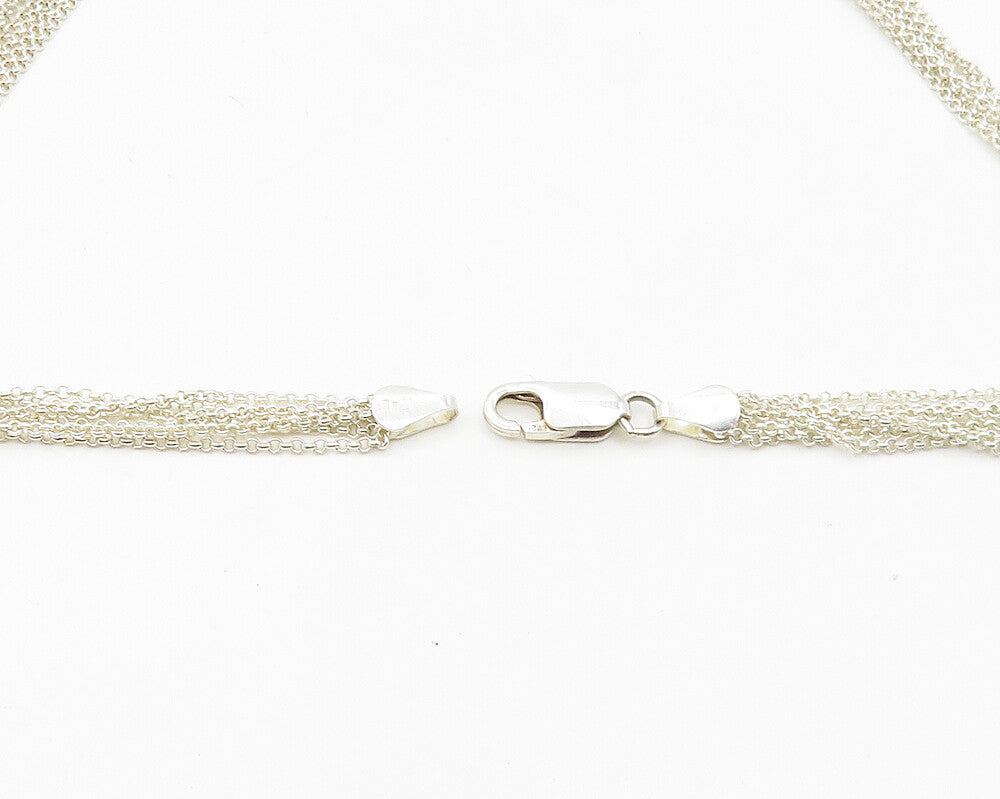925 Silver & 14K GOLD Vintage Love Heart Multi Strand Chain Necklace NE3050