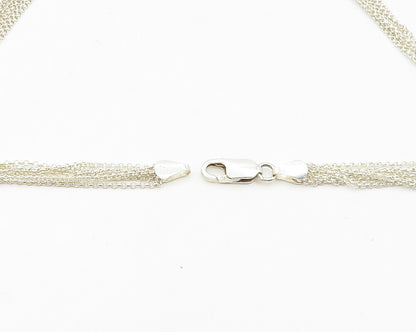 925 Silver & 14K GOLD Vintage Love Heart Multi Strand Chain Necklace NE3050