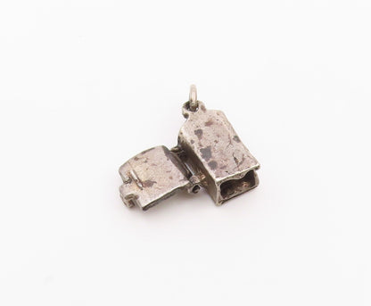 925 Sterling Silver  Vintage Old Fashioned Furnace Pendant (OPENS)  PT17567
