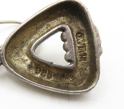 925 Sterling Silver  Vintage Dark Tone Open Triangle Dangle Earrings  EG8073