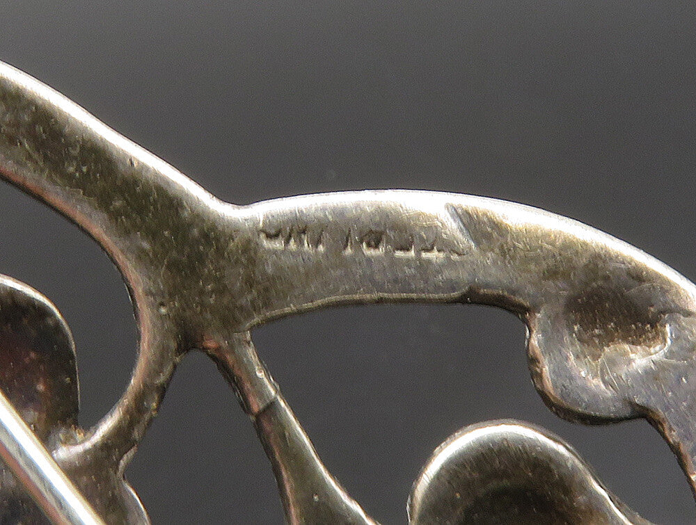 925 Sterling Silver  Vintage Antique Floral Vine Motif Brooch Pin  BP9284