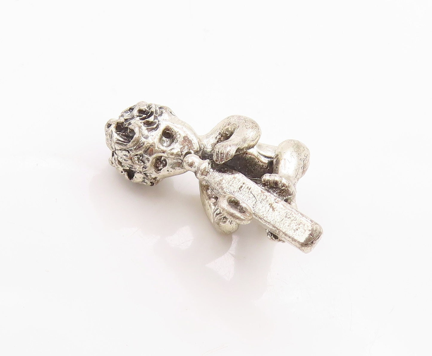 925 Sterling Silver Vintage Pendant 3D Carved Child Drinking Milk Charm  PT24667