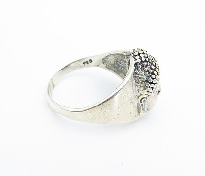 925 Sterling Silver  Shiny Chiseled Face Design Band Ring Sz 7.5  RG8169