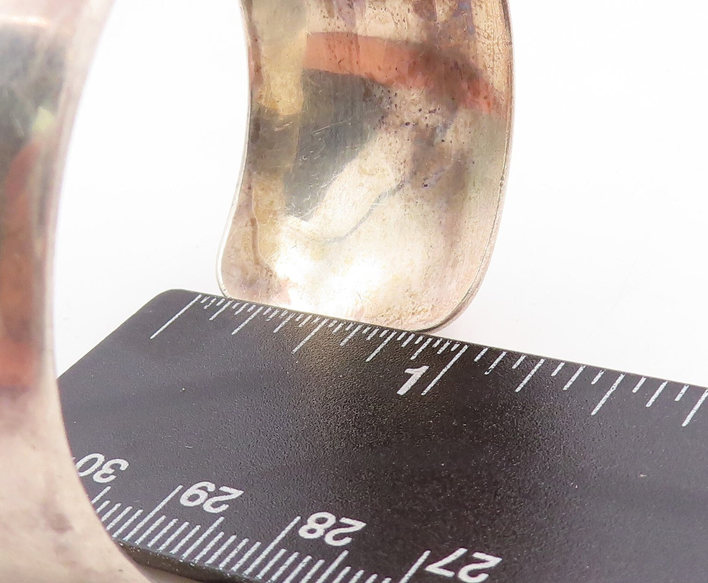 925 Sterling Silver Vintage Bracelet Solid Brutalist Design Carved Cuff  BT10942