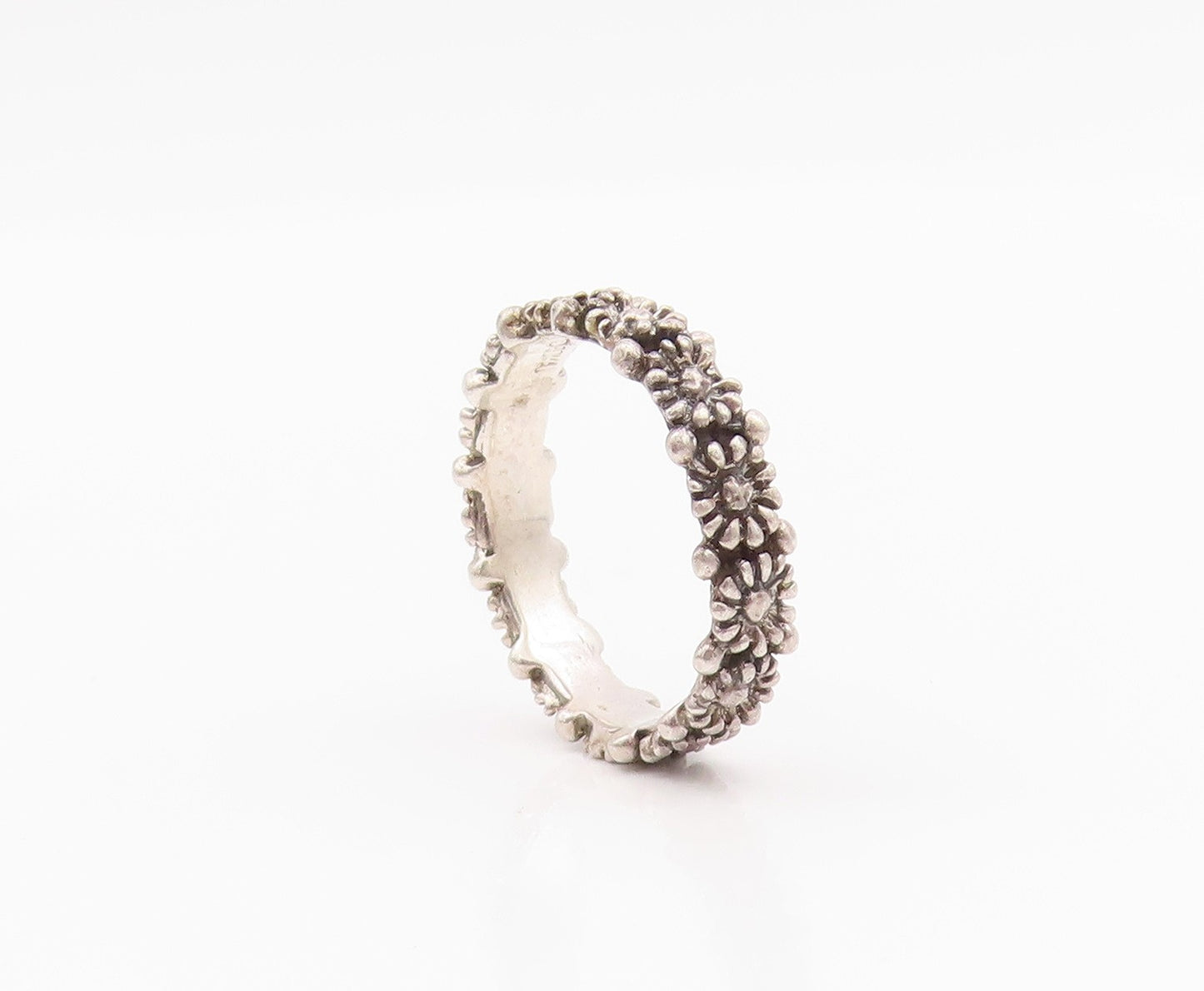 925 Sterling Silver Vintage Ring BOMA Floral Carved Tiara  Sz 8  RG32554
