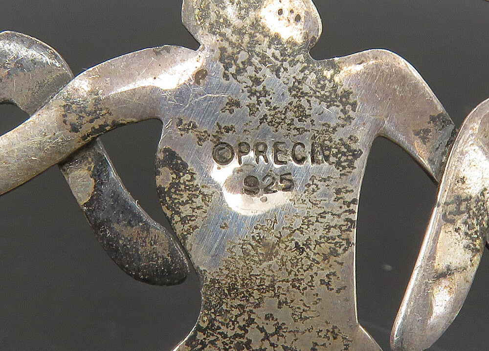 PRECIV 925 Silver  Vintage Modernist Silhouettes Dark Tone Brooch Pin  BP9001