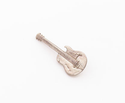 925 Sterling Silver  Vintage Petite Electric Guitar Dark Tone Pendant  PT16788