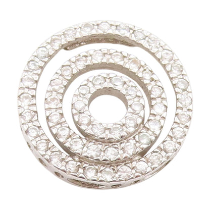 925 Sterling Silver Vintage Pendant Sparkling CZ Cosmic Circles Charm  PT25034