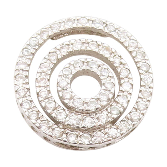 925 Sterling Silver Vintage Pendant Sparkling CZ Cosmic Circles Charm  PT25034