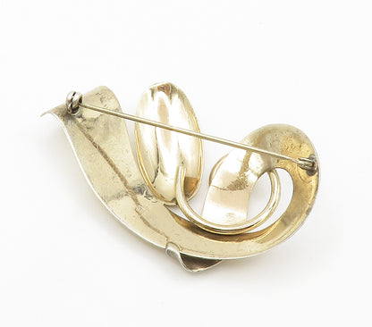 NAPIER 925 Sterling Silver  Vintage Shiny Ribbon Swirl Brooch Pin  BP5872