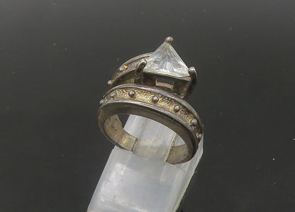 DAVID SIGAL 925 Silver  Vintage Topaz Dark Tone Bypass Ring Sz 6  RG22416