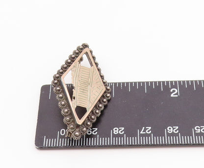 925 Sterling Silver & 10K GOLD  Vintage Historic Building Brooch Pin  BP9165
