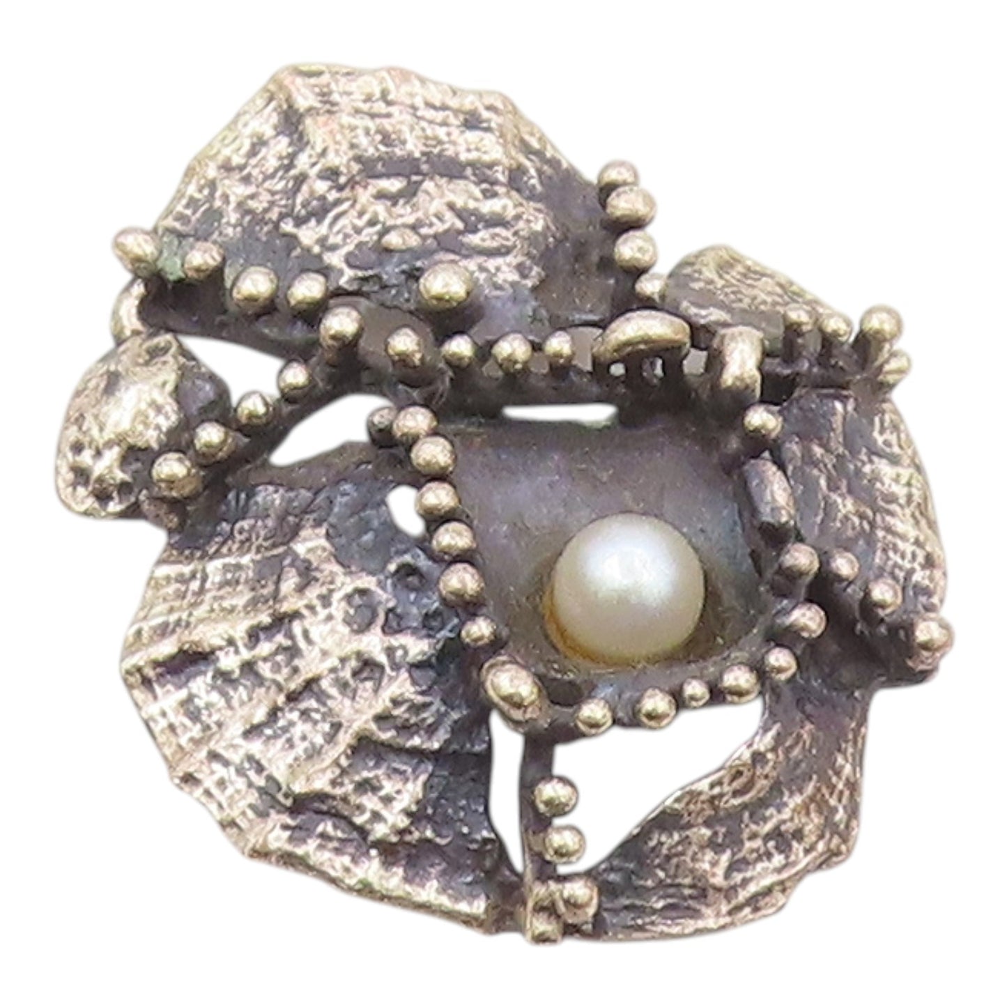 ANSON 925 Sterling Silver   Vintage Cultured Pearl Oxidized Pendant  PT18290