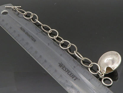 925 Silver  Vintage Hollow Spiral Pendant Open Circle Link Bracelet  BT9382