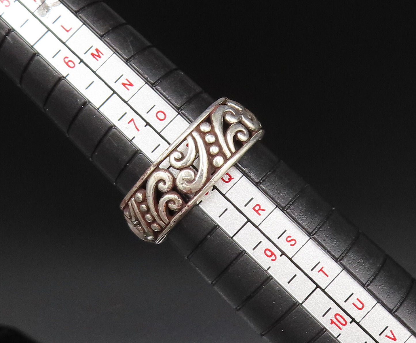 925 Sterling Silver  Vintage Scroll Swirl Amethyst Band Ring Sz 8  RG25510