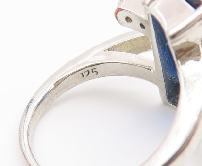 925 Sterling Silver Vintage Ring Modernist Sapphire & CZ Wrap  Sz 7  RG36936
