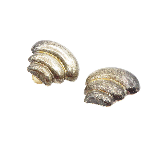 ZINA 925 Silver  Vintage Dark Tone Hollow Fluted Non Pierce Earrings  EG4684